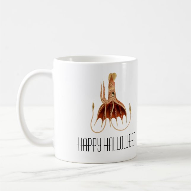 Happy Halloween Vampire Squid Coffee Mug (Left)