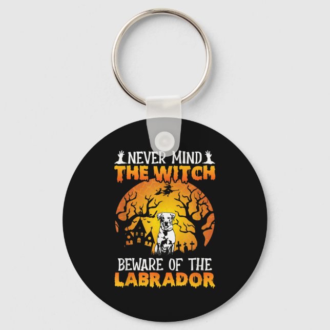 Happy Halloween Vibes Decor Beware Of The Labrador Keychain (Front)