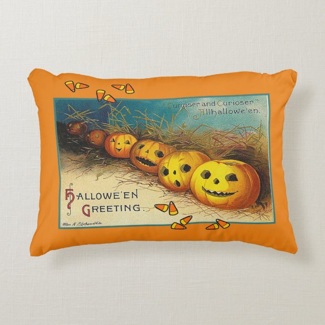 Happy Halloween Vintage Jack o' Lantern  Accent Pillow (Front)