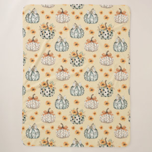 Happy Halloween Watercolor pumpkins and flowers Sherpa Blanket