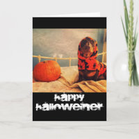 Happy Halloween Weiner Sausage Dog Greetings Card