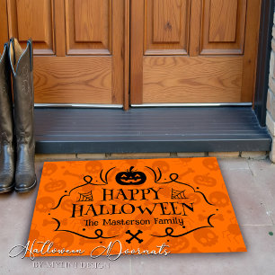 Happy Halloween Welcome Pumpkin Pattern Door Mat