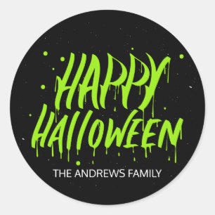 Happy Halloween Wet Paint Typography Personalized Classic Round Sticker