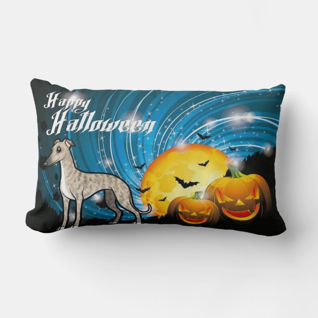 Happy Halloween Whippet Lumbar Pillow (Front)