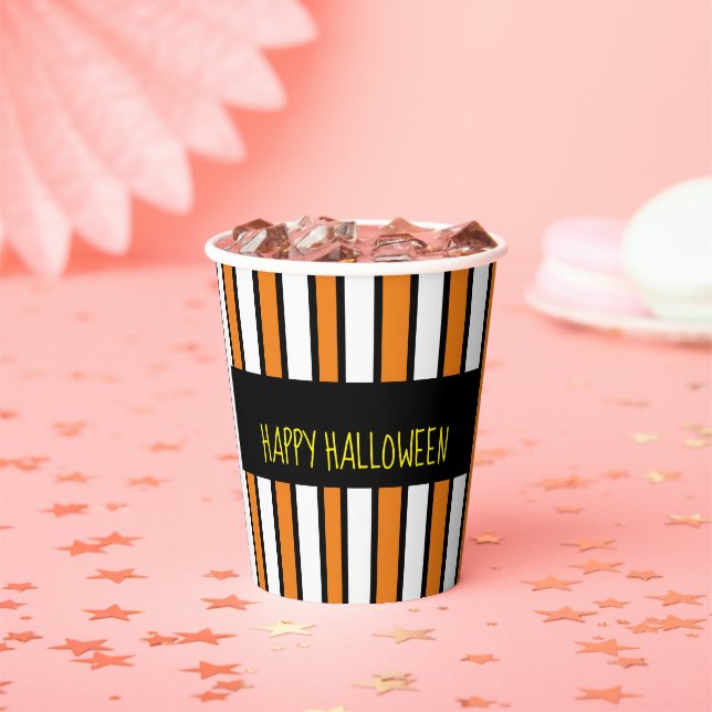 Happy Halloween White, Black And Orange Paper cup (Insitu)