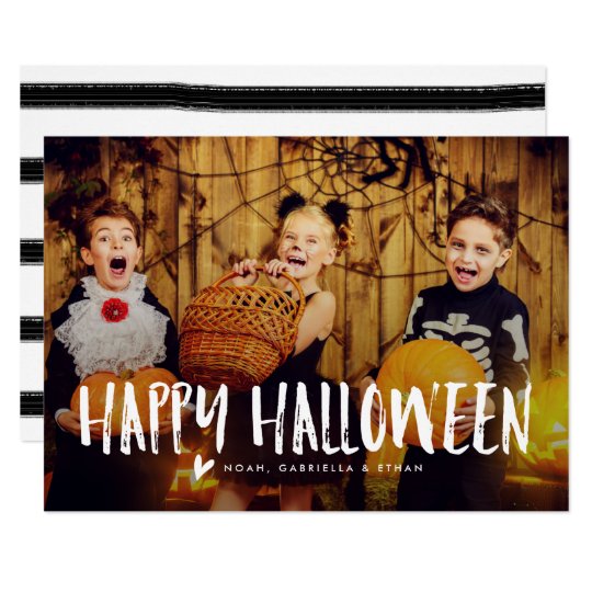 Happy Halloween White Overlay Photo Card