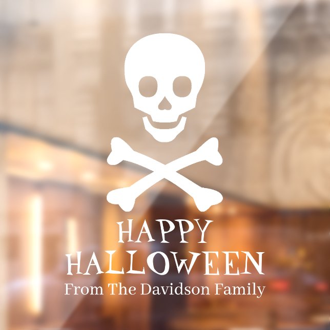 Happy Halloween white skull skeleton personalized Window Cling (Sheet 2)