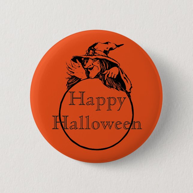 Happy Halloween Witch 2 Inch Round Button (Front)