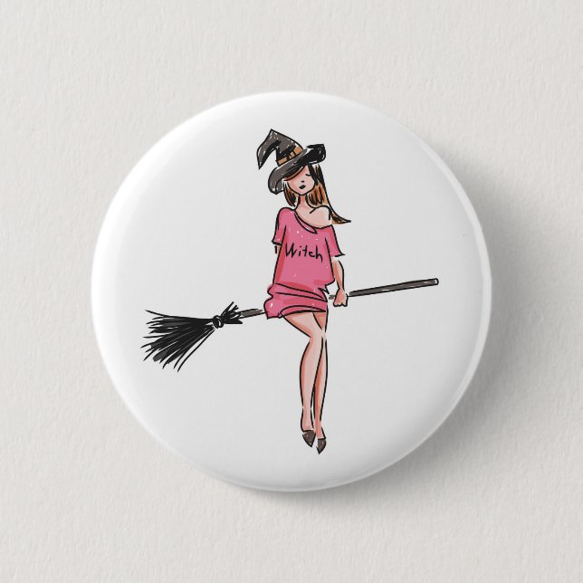 Happy Halloween Witch 2 Inch Round Button (Front)