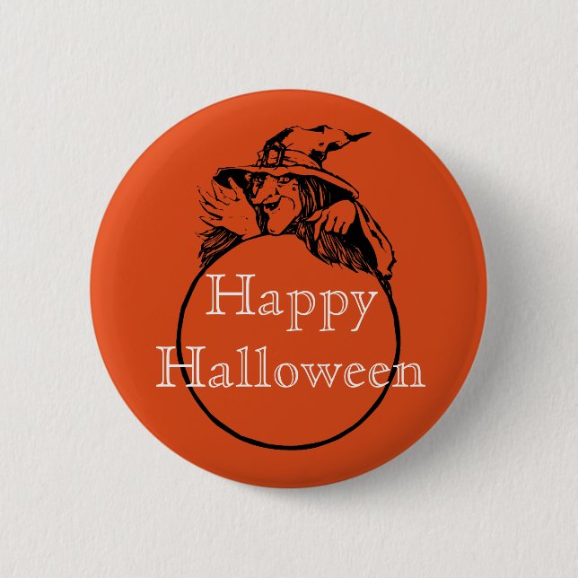 Happy Halloween Witch 2 Inch Round Button (Front)