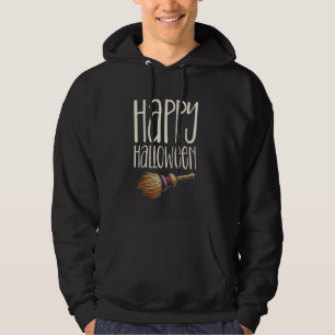 Happy Halloween Witch Broom Broomstick Hoodie