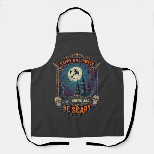 Happy Halloween Witch Castle Skulls Fat Drink Be S Apron