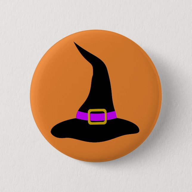 Happy Halloween Witch Hat 2 Inch Round Button (Front)