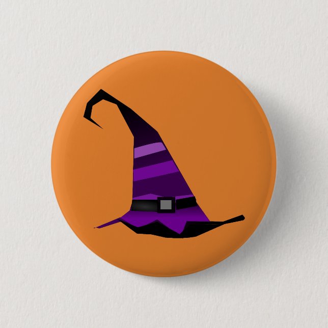 Happy Halloween Witch Hat 2 Inch Round Button (Front)
