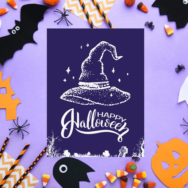 Happy Halloween Witch Hat and Graveyard Postcard (Creator Uploaded)
