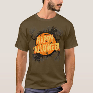 Happy Halloween Witch Haunted House Black Cat T-Shirt