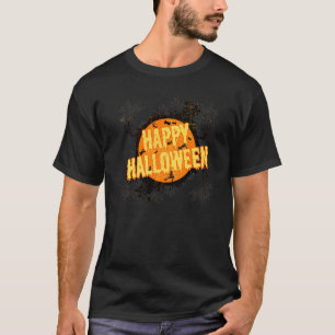 Happy Halloween Witch Haunted House Black Cat T-Shirt