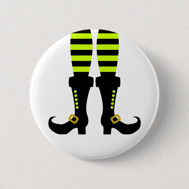 Happy Halloween Witch Leg 2 Inch Round Button (Front)