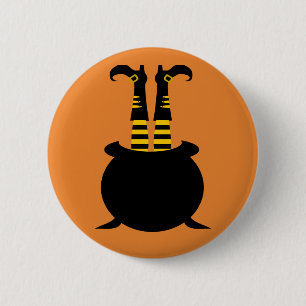 Happy Halloween Witch Leg 2 Inch Round Button