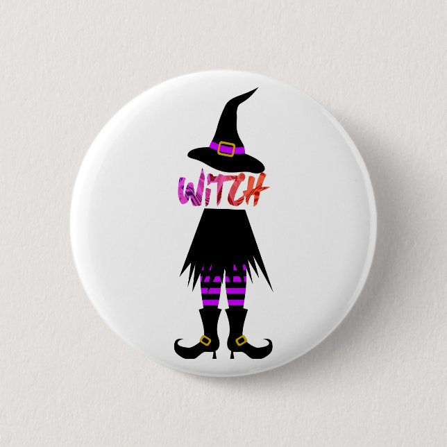 Happy Halloween Witch Leg 2 Inch Round Button (Front)