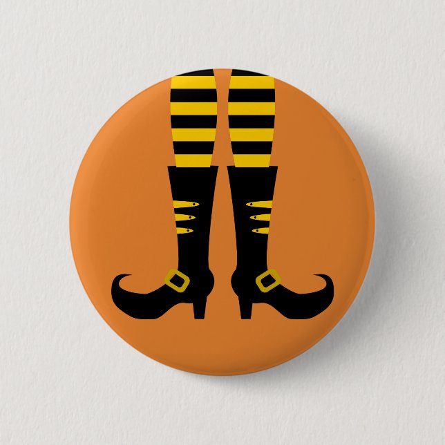 Happy Halloween Witch Leg 2 Inch Round Button (Front)