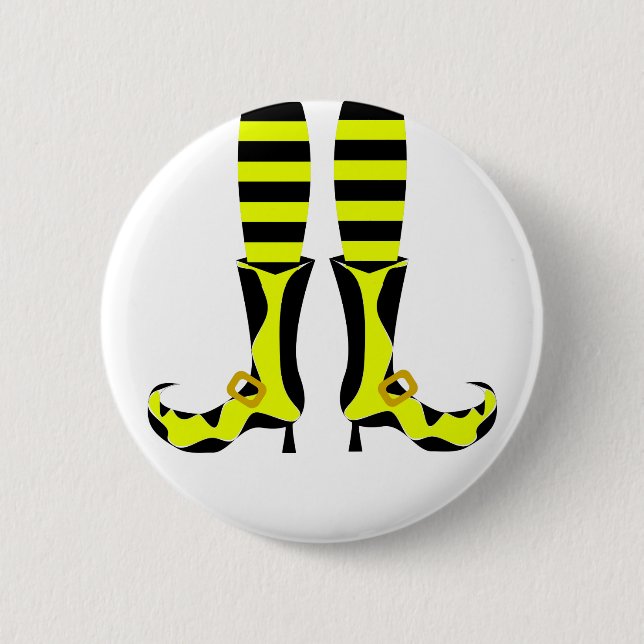 Happy Halloween Witch Leg 2 Inch Round Button (Front)