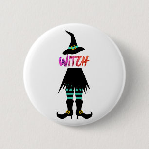 Happy Halloween Witch Leg 2 Inch Round Button