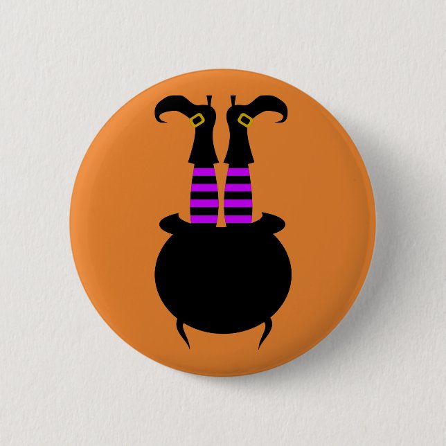 Happy Halloween Witch Leg 2 Inch Round Button (Front)