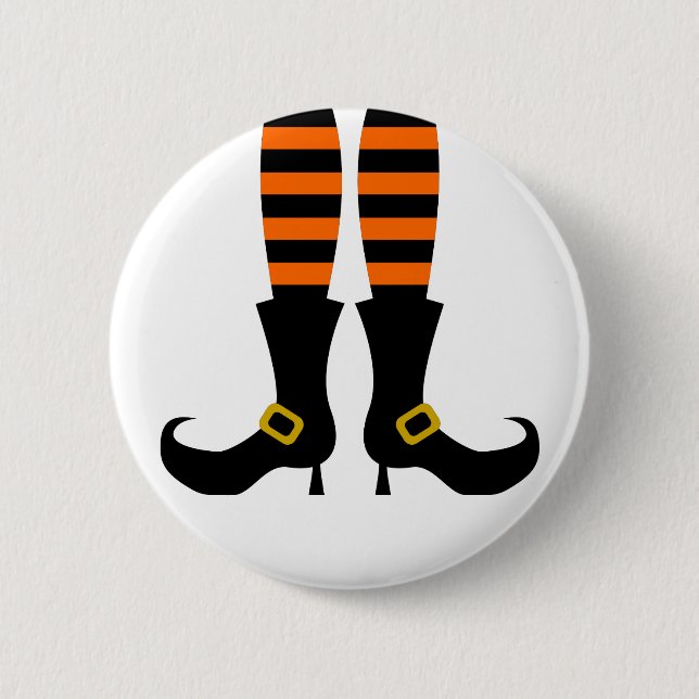Happy Halloween Witch Leg 2 Inch Round Button (Front)