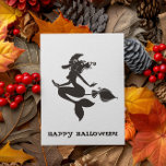 Happy Halloween Witch Mermaid on Broom Postcard<br><div class="desc">This design may be personalized in the area provided by changing the photo and/or text. Or it can be customized by choosing the click to customize further option and delete or change the colour of the background, add text, change the text colour or style, or delete the text for an...</div>