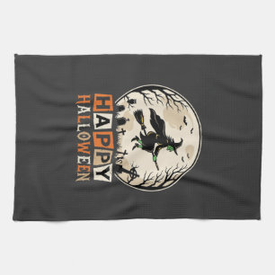Happy Halloween Witch Moon Cemetery Design_1 Kitchen Towel