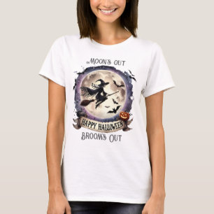 Happy Halloween Witch on Broom T-Shirt