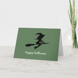 Happy Halloween, Witch On Broomstick Card
