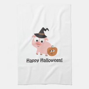 Happy Halloween! Witch Pig Kitchen Towel