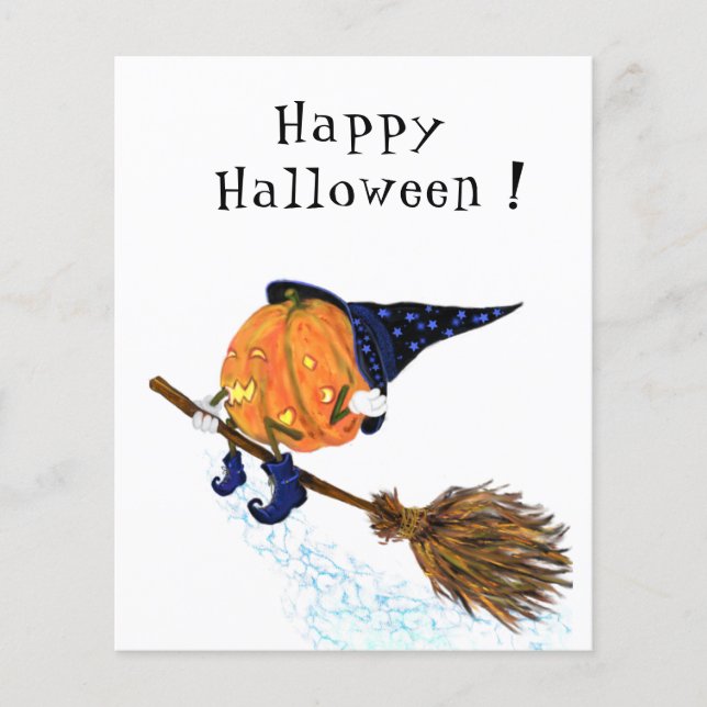 Happy Halloween Witch Pumpkin Flying Broom Flyer (Front)