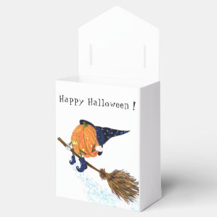 Happy Halloween Witch Pumpkin Flying Broom - Funny Favor Box