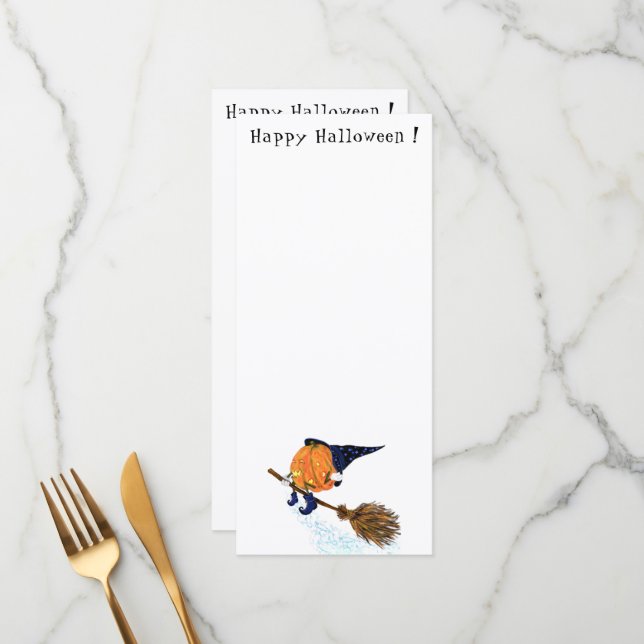 Happy Halloween Witch Pumpkin Flying Broom - Funny Menu (Front/Back In Situ)