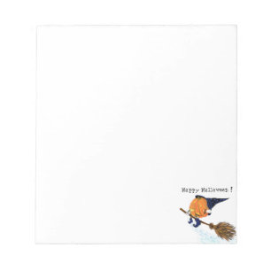 Happy Halloween Witch Pumpkin Flying Broom - Funny Notepad