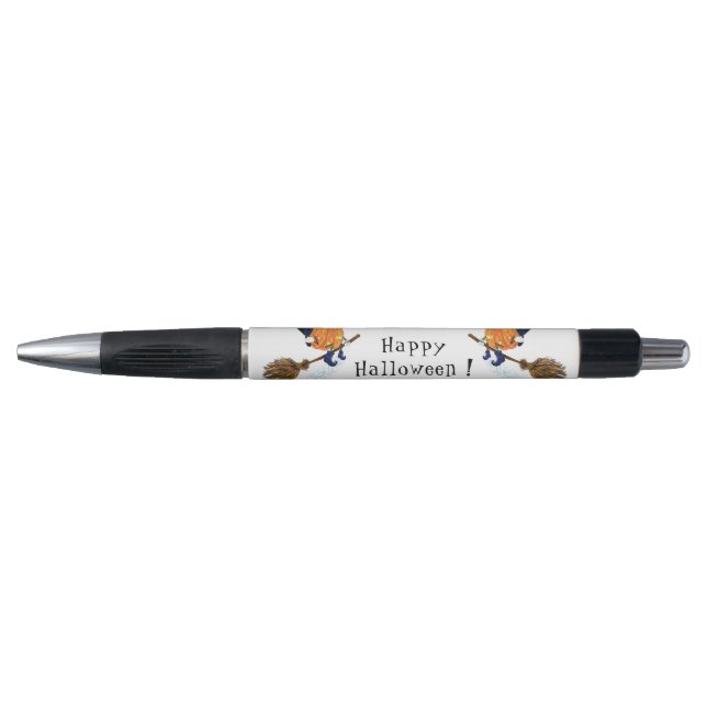 Happy Halloween Witch Pumpkin Flying Broom - Funny Pen (Front)