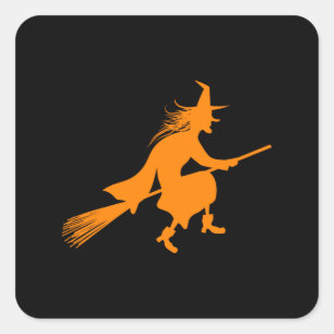 Happy Halloween witch silhouette gift Square Sticker