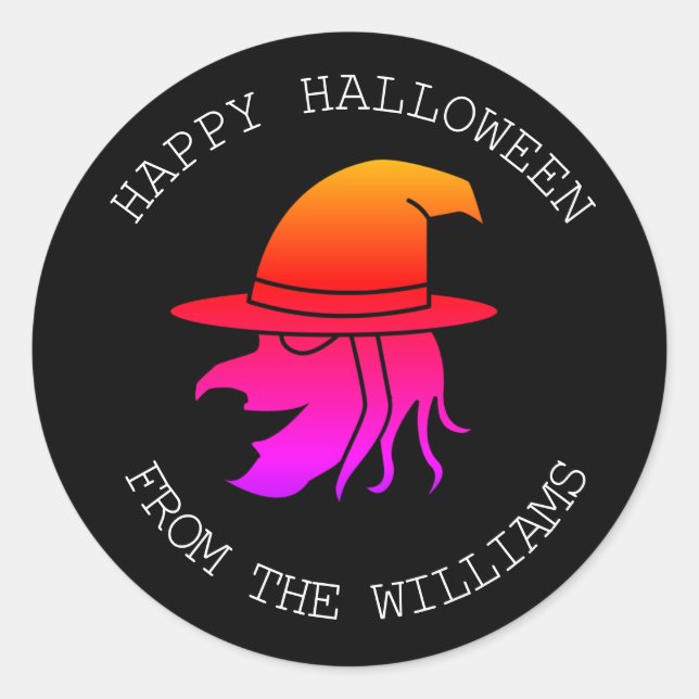 Happy Halloween Witch Spooky Scary Horror  Classic Round Sticker (Front)