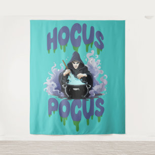 Happy Halloween Witch Stirring Their Potion Pot Tapestry