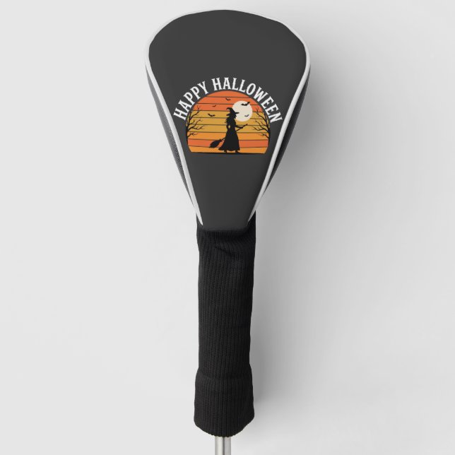 Happy Halloween Witch Sunset Design_1 Golf Head Cover (Front)