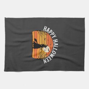 Happy Halloween Witch Sunset Design_1 Kitchen Towel