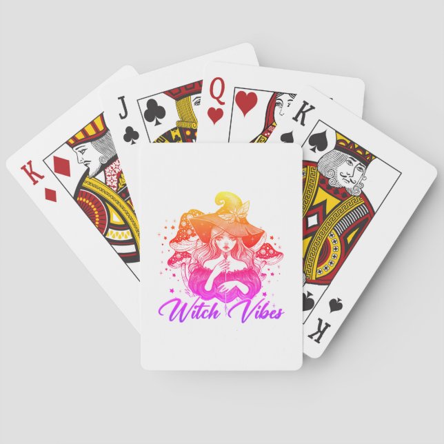 happy Halloween witch vibes  Playing Cards (Back)