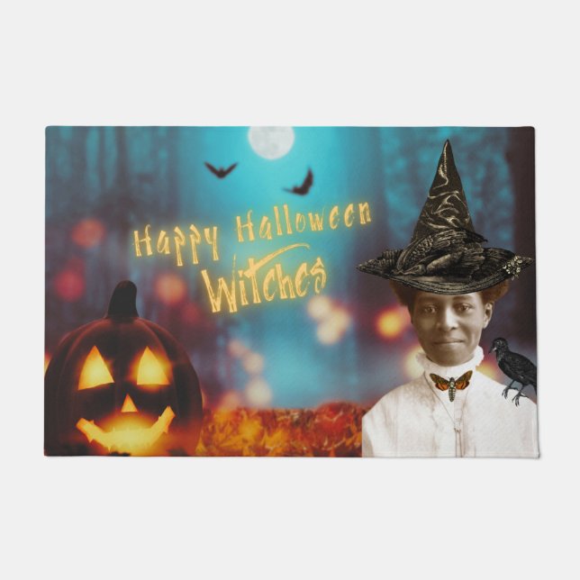 Happy Halloween Witches Collage Doormat (Front)
