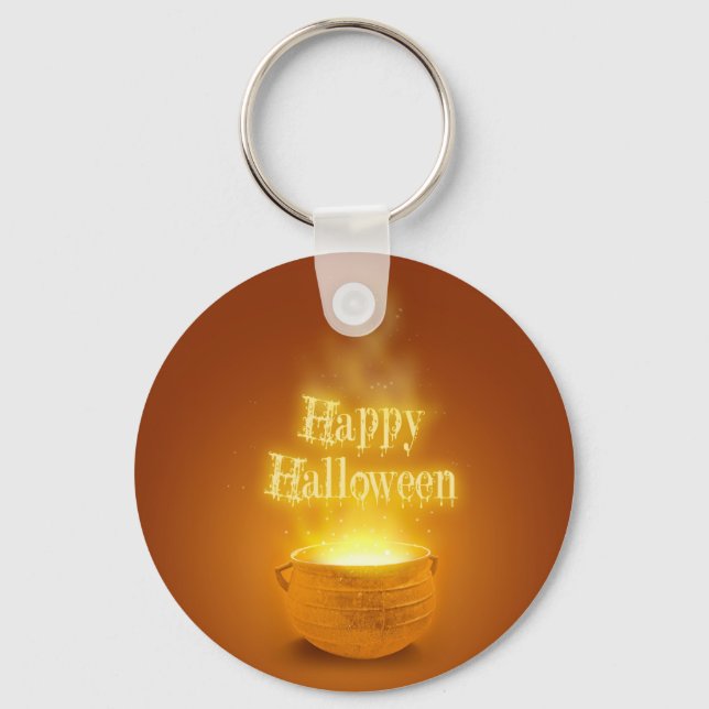 Happy Halloween Witch's Cauldron Keychain (Front)