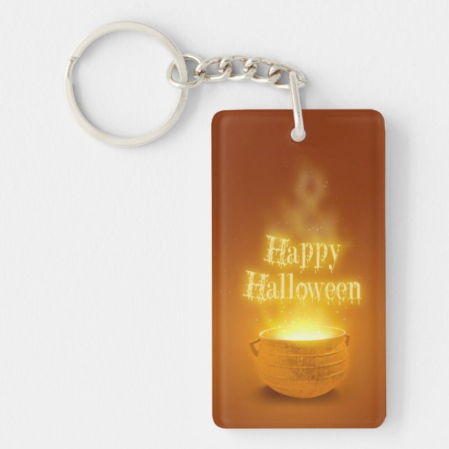 Happy Halloween Witch's Cauldron Keychain (Front)