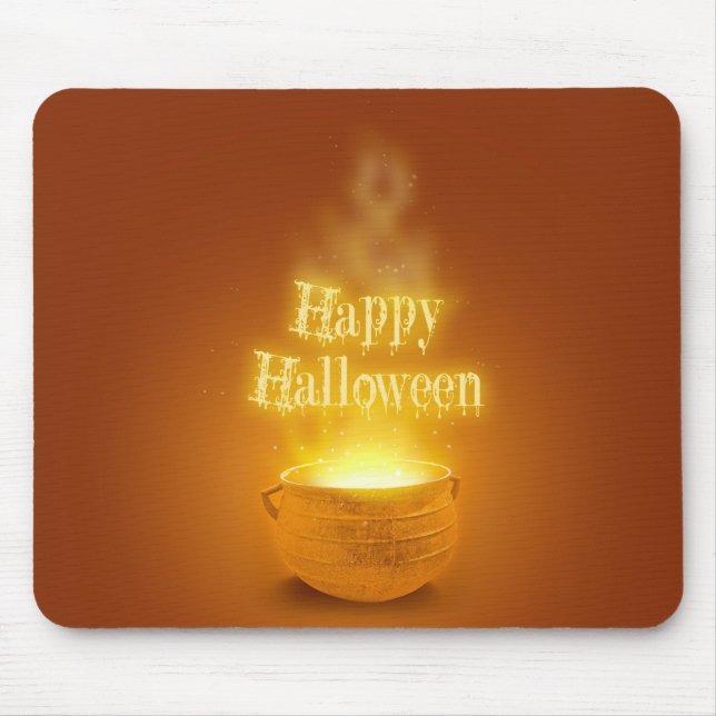 Happy Halloween Witch's Cauldron Mouse Pad (Front)
