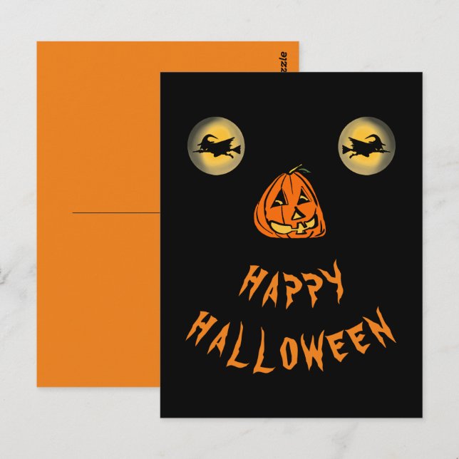 Happy Halloween Witchy Eyes And Pumpkin Nose Postcard (Front/Back)